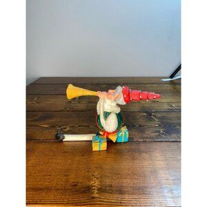 1991 Christmas Elf Trumpet Player Shelf Sitter Handmade long legs ceramic